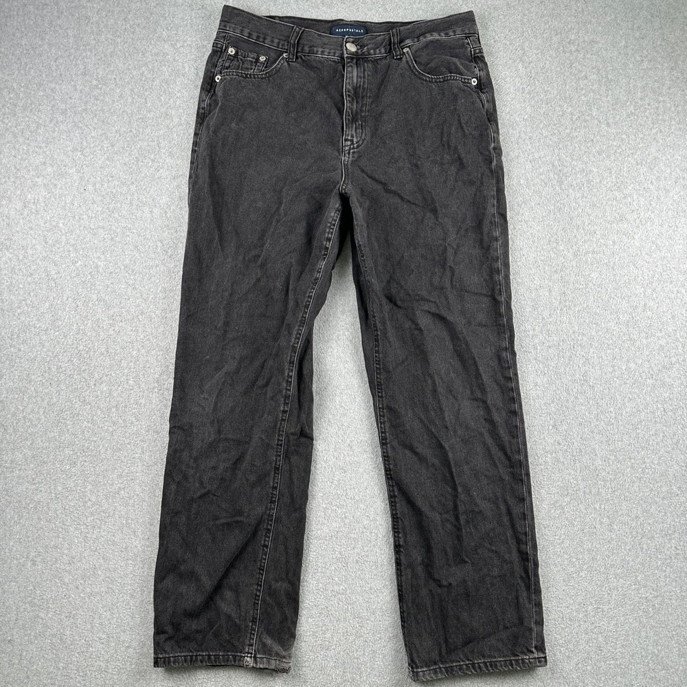 Aeropostale Jeans Womens 12 Black Baggy 90s High Rise Loose Fit Denim